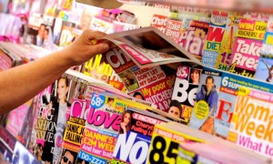 Magazines on a stand in a newsagents. Image shot 09/2009. Exact date unknown.